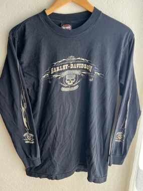 Harley-Davidson Black and Orange Logo Crewneck Tee